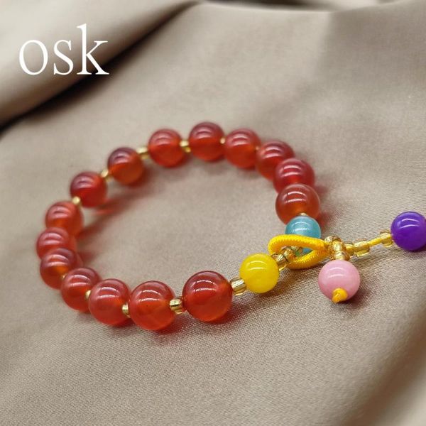 

beaded, strands osk handmade original design women's 2021 trend bracelets jewelry round beaded red, Black