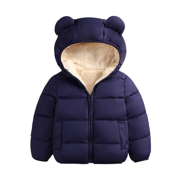 

coat girls jackets 2021 children winter clothes girl coats warm lamb hooded for kids outerwear cartoon ear, Blue;gray