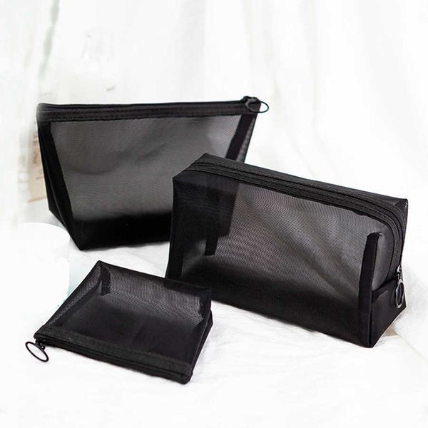 

black transparent cosmetic bag portable travel makeup case zipper make up organizer storage pouch toiletry wash bag