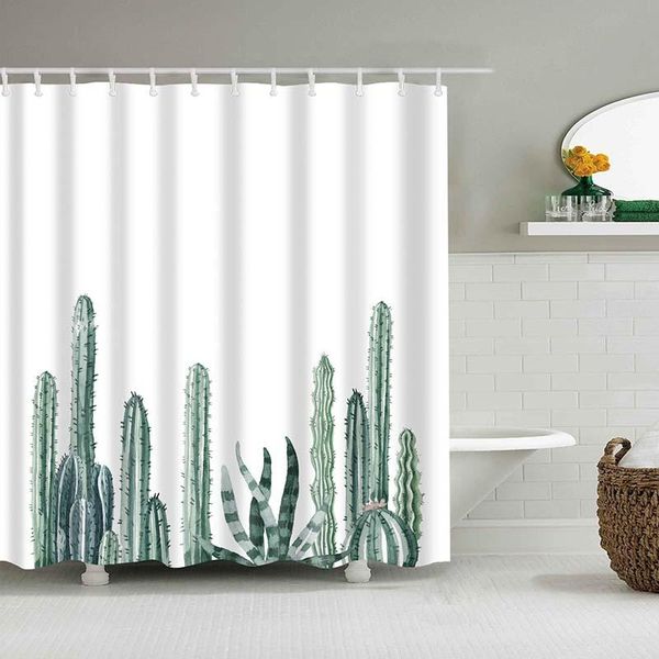 

shower cactus plant creative arts curtain bathroom frabic waterproof polyester with hooks curtains