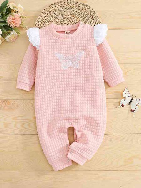 

baby butterfly eyelet embroidery ruffle trim jumpsuit she, Blue