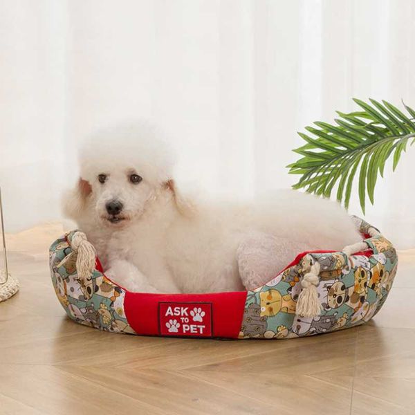 

pets bed printing canvas warm house for cats dog kennel supplies wholesale cat beds & furniture