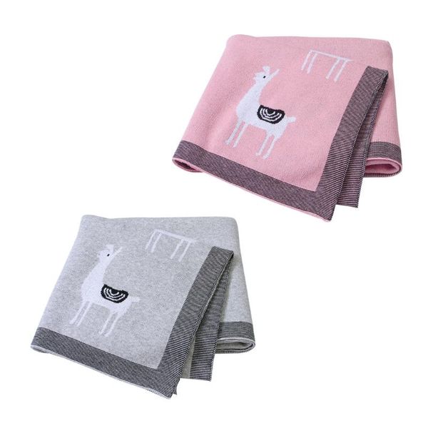 

blankets & swaddling h05c baby knitted born swaddle stroller bedding wrap cartoon alpaca quilt