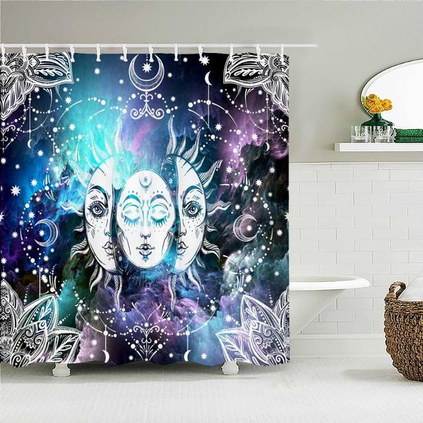 

shower curtains mandala sun face totem curtain decor waterproof fabric bathroom bohemian bath screen home with 12 hooks