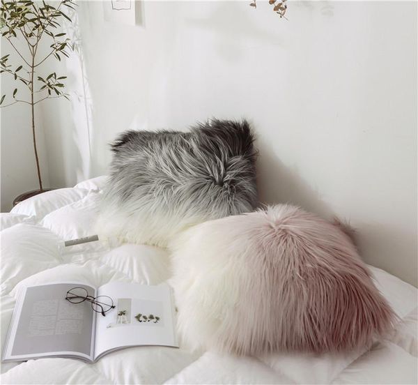 

pillow case modern nordic style cushion cover soft long wool pillowcases fashion bedisde sofa art home decoration 50x50cm