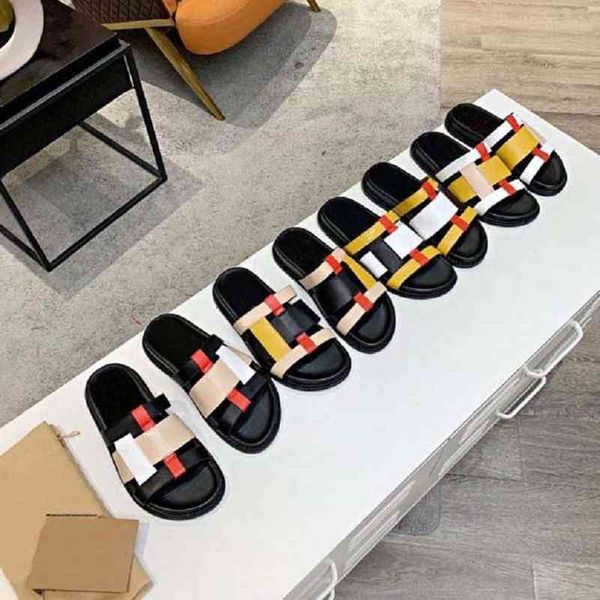 

slippers women designer summer genuine leather designers sandals beach slide fashion flat shoes size eu 35-40 with box r2fe, Black