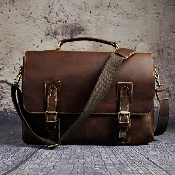 

briefcases leather men's antique 14 inch lapbriefcase, messenger