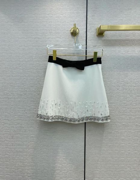 

skirts 2021 women fashion bow contrast waist crystal skirt 0425, Black
