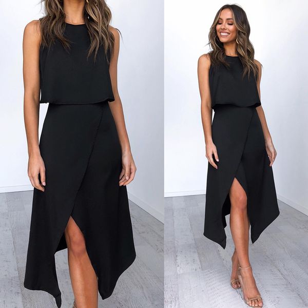

women sets summer o neck sleeveless backless crop high waist irregular split midi skirts elegant slim two piece sets female 210507, White