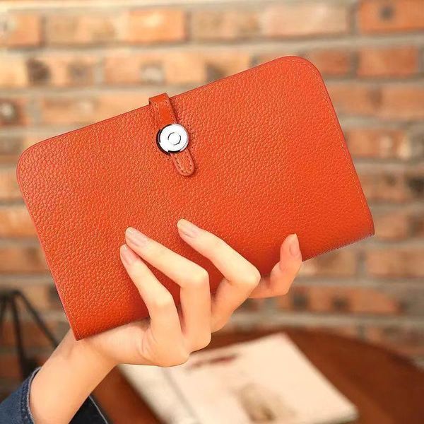 

women wallets fashion litchi grain cowhide leather purse zipper wallet womens purses bag, Red;black