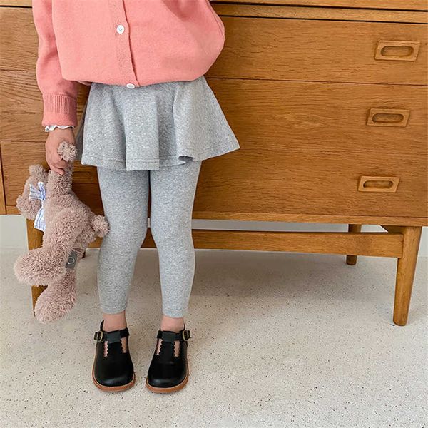 Весна детские девушки сплошной тонкий брюк юбка корейский стиль детей мода тонкие повседневные брюки 1-7Y 210615