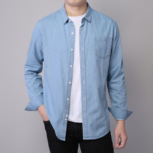 

men's jackets denim long cotton sleeve shirt 2021 spring and autumn thin casual business top, Black;brown
