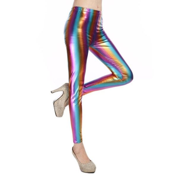 

women's panties rainbow women pants lenggings lingerie faux leather tight pvc trousers elastic fitness latex nightclub plus size, Black;pink