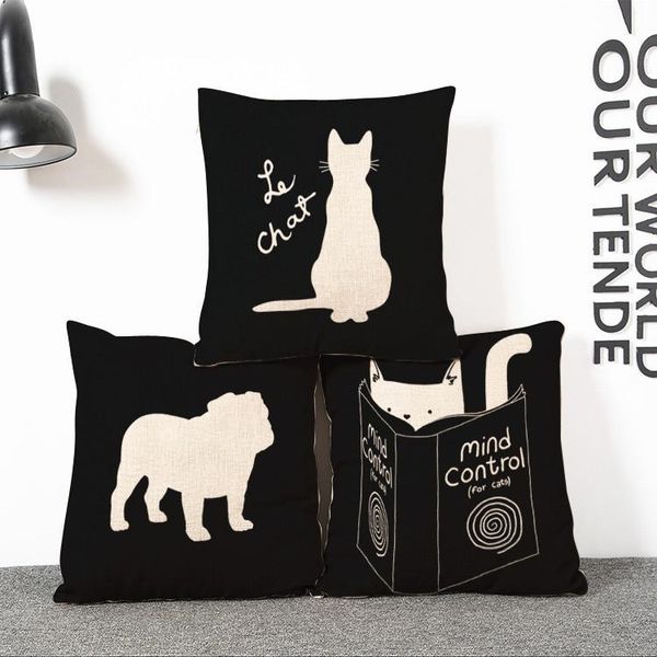 

black poodle pillow cover cute animal office cushion core home decore farmhouse decor fall cushion/decorative