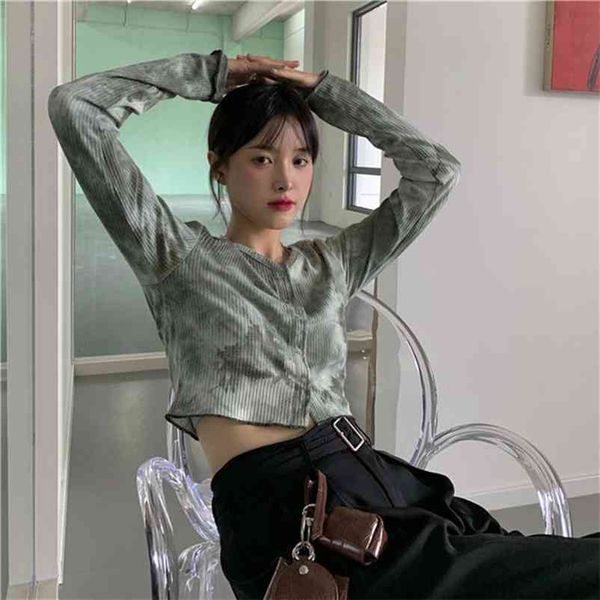 

tie dye print t shirt tees long sleeve female t-shirt streetwear oversized short tshirt casual tshirt 210510, White