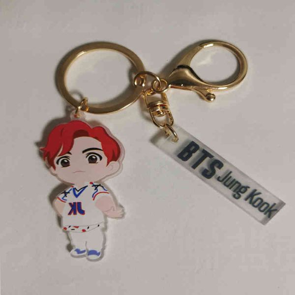 

cartoon keychain anime bts ring korean style trend popular men's women's bags acrylic pendant auto parts key, Silver