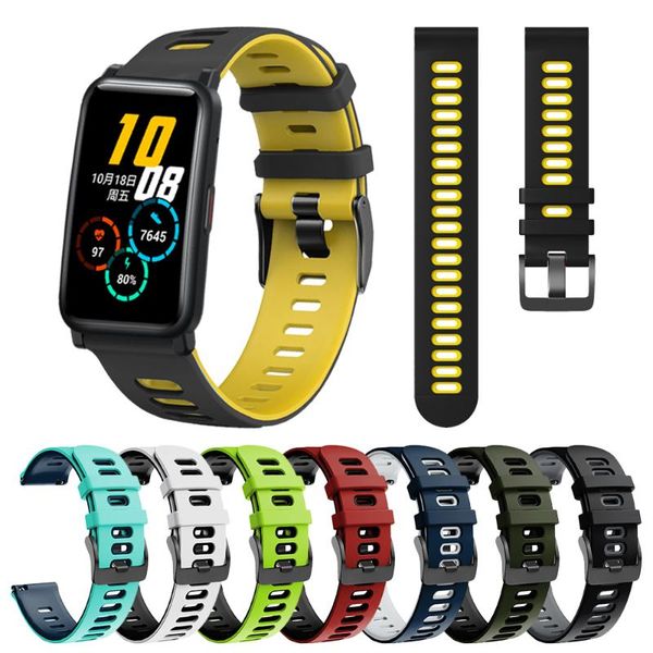 

watch bands 20mm sports silicone band for huawei honor es strap magicwatch 2 42mm bracelet watchbands, Black;brown