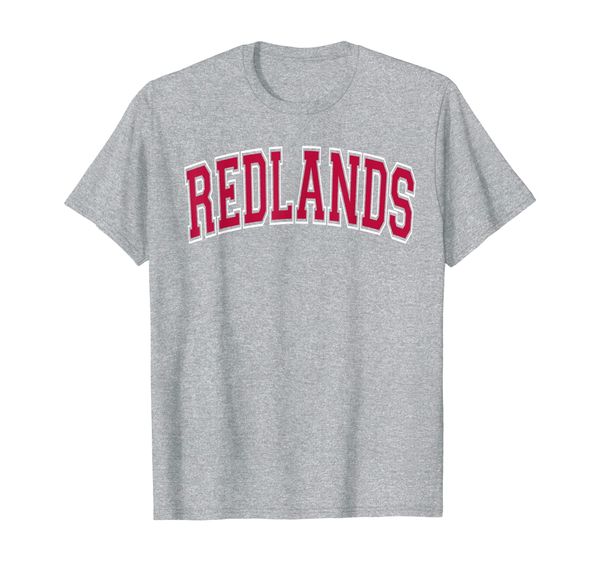 

redlands varsity style dark red text t-shirt, White;black