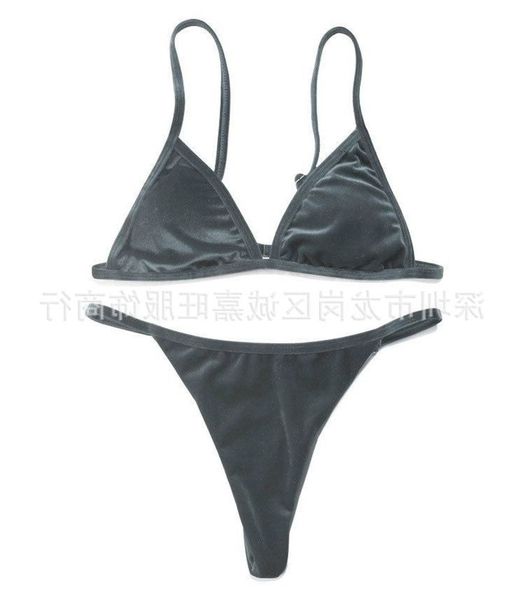 

ms swimsuit velvet solid triangle bikini split swimsuit, White;black