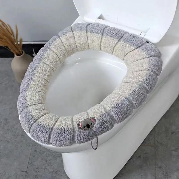 

toilet seat covers winter warm cover washable bathroom accessories knitted solid color soft o-shaped cushion