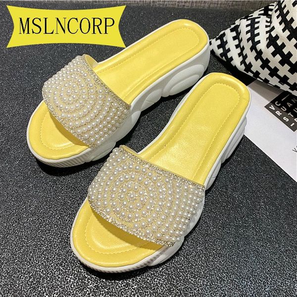 

slippers plus size 34-46 outdoor fashion ladies spring summer/women waterproof platform thick bottom rhinestone beach sandals, Black