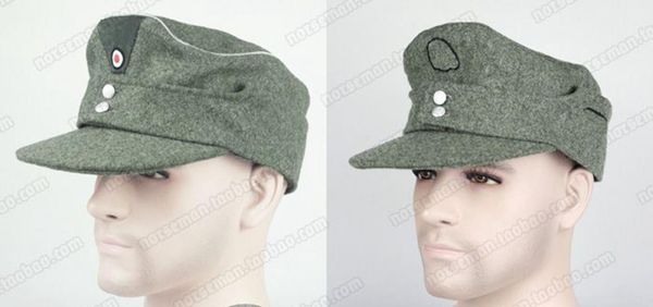 

wide brim hats wwii german wh em officers soldier elite m43 1943 panzer wool field cap military hat with patch, Blue;gray