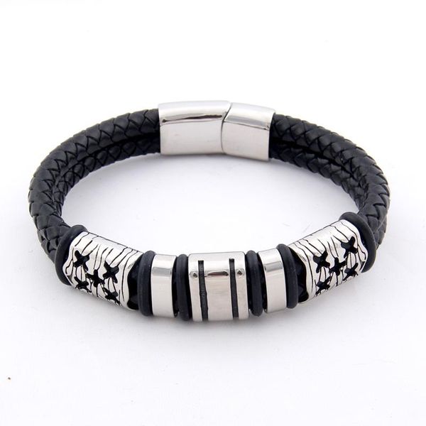 

charm bracelets drop fashion 316l stainless steel genuine braided leather & bangles male vintage wristband for men jewelry, Golden;silver