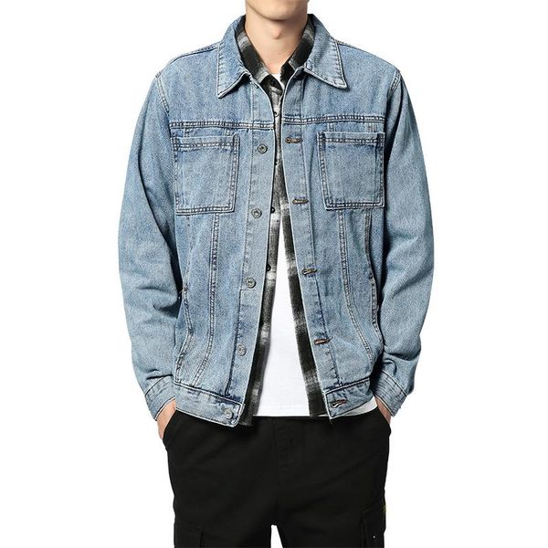 

men's jackets men slim jacket baseball uniform casual trend youth denim streetwear many pockets cotton soft jeans coats work clothes, Black;brown