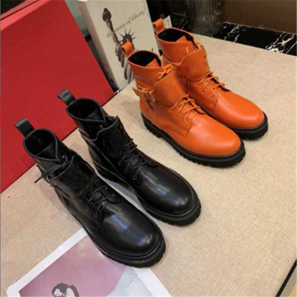 

boots solid leather cross strap buckle mid-tube shoes gear non-slip flat casual all-match 2021 winter women, Black