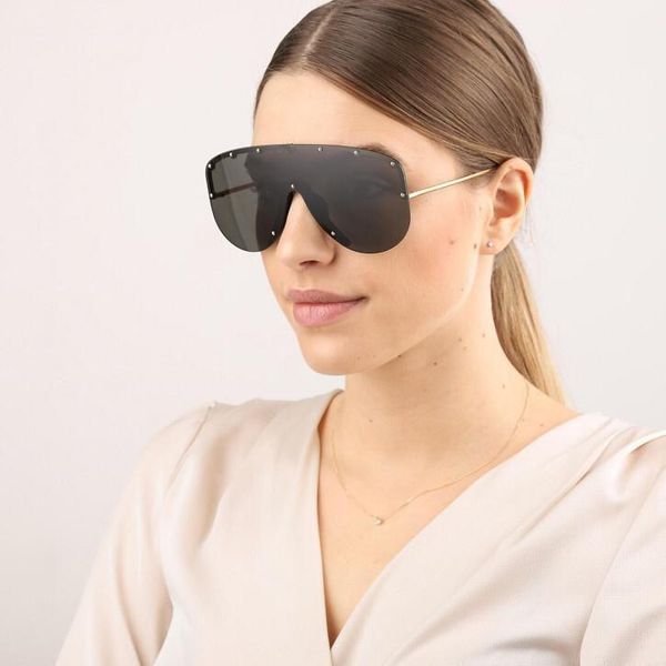

fashion sunglass 2021 connected lens big size half frame with small rivets 0667 mask sunglasses outdoors a22, White;black