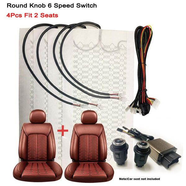 

universal carbon fiber car heated heating heater seat pads winter warmer covers kit 6 level round switch