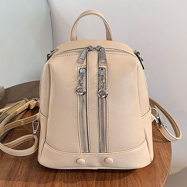 

backpack style mini womens pu leather 2021 fashion lady designer multi zipper backpacks large capacity girl school bags