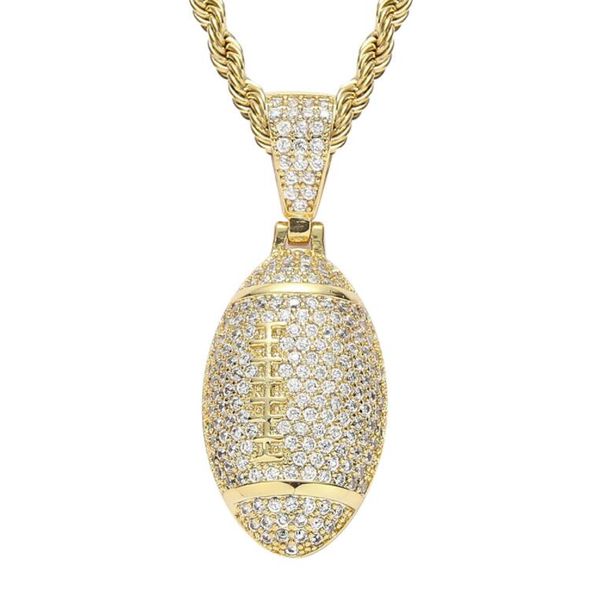 

hip hop rugby pendant necklaces for men women luxury designer mens bling diamond gold chain necklace jewelry love gift, Silver