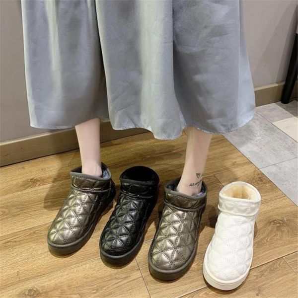 

boots korean leather snow women's short cotton shoes in winter 2021, Black