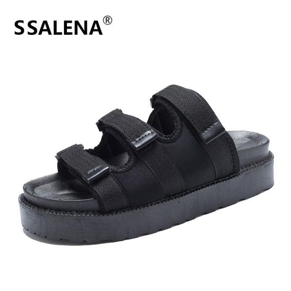 

slippers women platform outdoor slipper female summer comfortable soft bottom non-slip wedge sandals 52265, Black