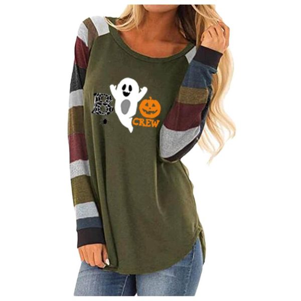 

women's t-shirt fashion long sleeve simple oversized graphic tees women shirts leisure stripe patchwork t shirt halloween, White