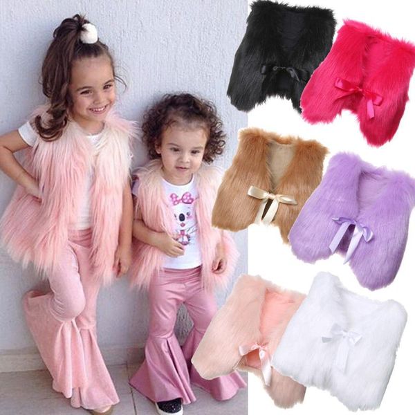 

0-6 y toddlers waistcoat baby girl faux fur sleeveless vest soft and comfortable plush v-neck short coat spring/autumn outwear, Camo