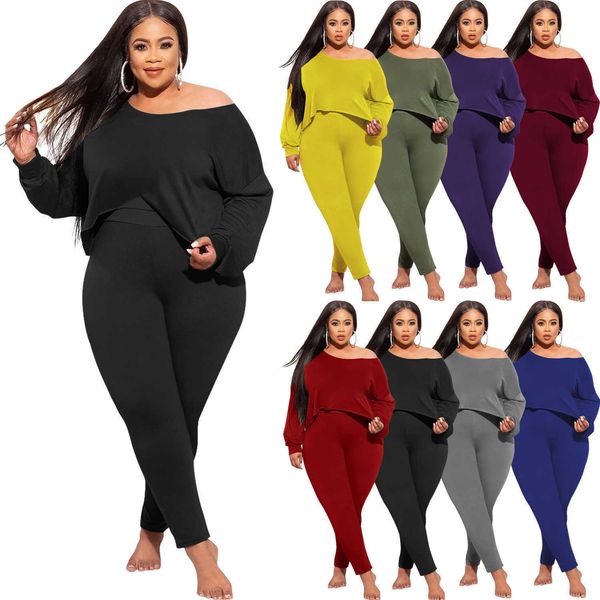 

designers women sports tracksuits clothes 2021 diagonal collar long sleeve irregular tights fashion casual suit large women's xl-5xl, Gray