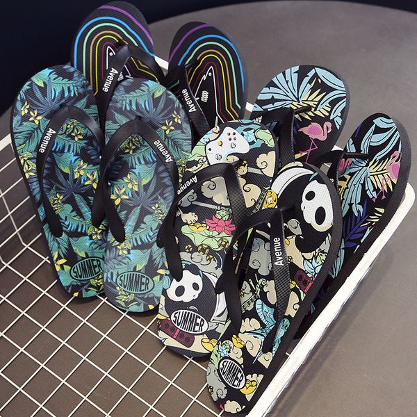 

fashion men summer flip flops beach sandals anti-slip casual flat shoes slippers zapatos chanclas de hombre chaussure homme, Black