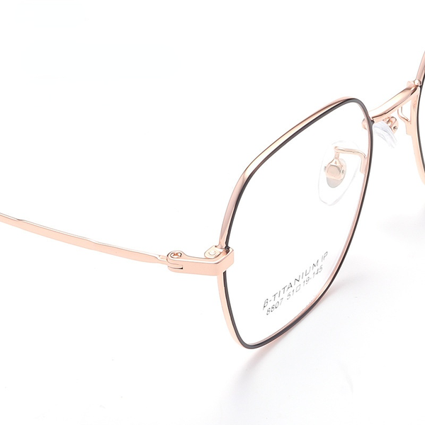 

fashion sunglasses frames prescription glasses metal retro spectacle frame men's women's polygonal myopia optical customization, Black