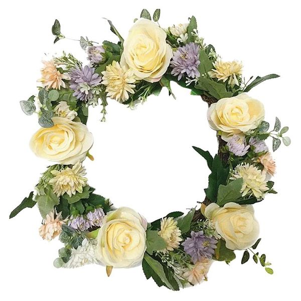 

artificial rose flower chrysanthemum wreath spring for front door wedding party window wall farmhouse home decor decorative flowers & wreath