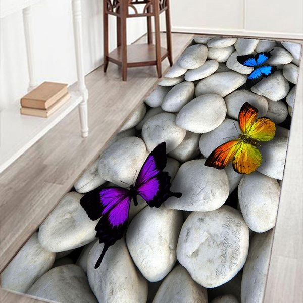 

carpets fashion 3d colorful butterfly kitchen non-slip absorent water floor mats bathroom rug carpet anti skidding mat