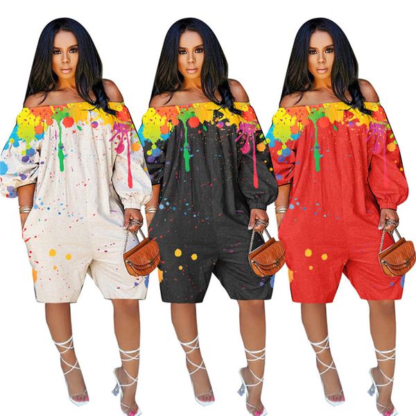 

women jumpsuits long sleeve slash neck rompers summer loose shorts s-2xl clothes casual clothing 4957, Black;white