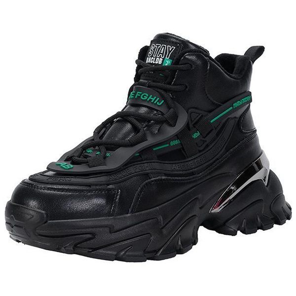 

winter women's chunky sneakers 2021 fashion brand style quality women platform shoes leather casual boots lady warm footwear, Black