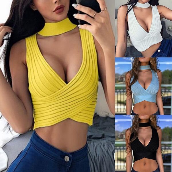 

women's vests est womens casual solid cross push up low chest shirt sleeveless sweater blouse, Black;white