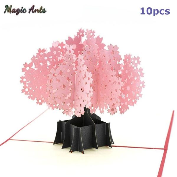 

greeting cards 10 pack wholesale cherry tree 3d -up birthday with envelope sticker laser cut invitation card postcard gifts