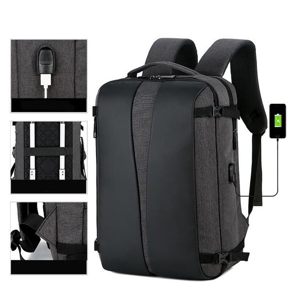 

men's high capacity backpack, multi-function 15.6 inch lap usb charging, waterproof, teenagers school bags