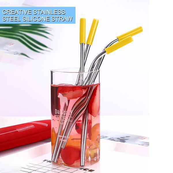 

drinking straws stainless steel anti-scratch silicone soft sleeve
