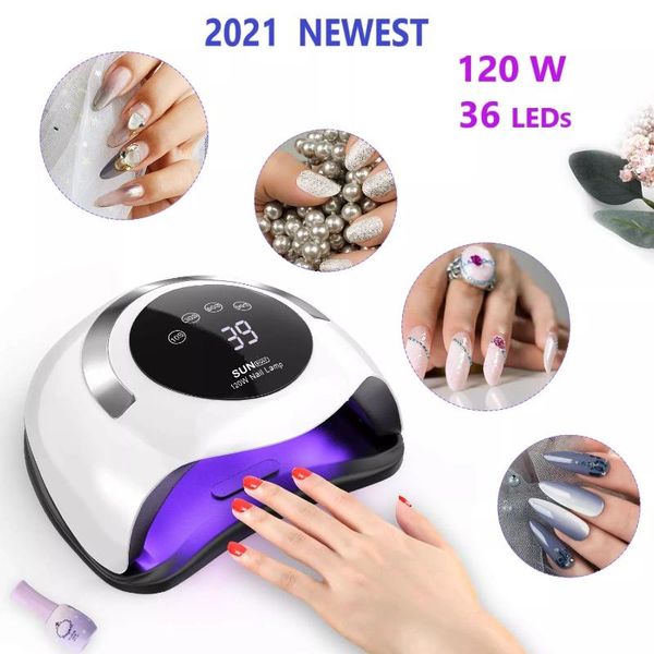 

nail dryers high power 120 w 36 led sun uv dryer machine portable home use lamp for quick dry gel polish art tool