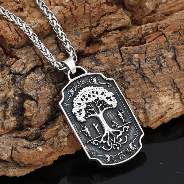 

men's stainless steel necklace double sided viking warrior war horse tree of life pendant biker party fashion jewelry necklaces, Silver